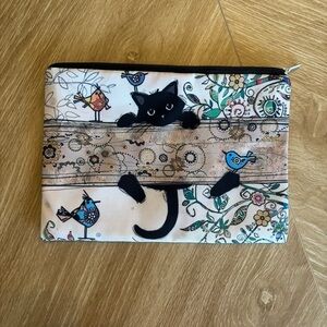 Floral Cat Print Pouch